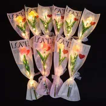 Светящееся искусственное мыло Цветок Тюльпан Букет Подарочные пакеты День святого Валентина Подарок на день рождения Рождество Свадьба Домашний декор Цветок Flores