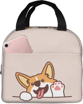 Милая собака вельш корги машет лапой изолированный ланч-бокс многоразовая сумка для еды портативный контейнер для пикника