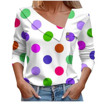 Женский повседневный осенний топ с принтом 2023 Модная футболка с матросским воротником и длинными рукавами Сексуальные футболки 3D Roupa Feminina