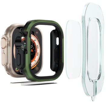 Закаленное стекло + чехол для Apple Watch Ultra 49 мм TPU Бампер Алюминиевая рамка для iWatch Series 8 Protector 49 мм Аксессуары
