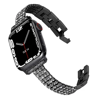 Женский бриллиантовый металлический ремешок для Apple Watch Band 8 7 6 SE 5 3 Нарядный ювелирный ремень для iWatch Ultra 49 мм 41/45 мм 44/40 мм браслет