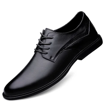 2022 Мужская обувь из натуральной кожи Модная мужская повседневная кожаная обувь на шнуровке Мужская мягкая коровья деловая обувь