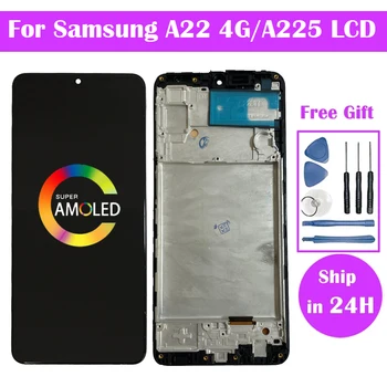Super AMOLED Для Samsung A22 4G Дисплей SM-A225F SM-A225FN / DS SM-A225M ЖК-экран с сенсорным экраном Дигитайзер Запасные части