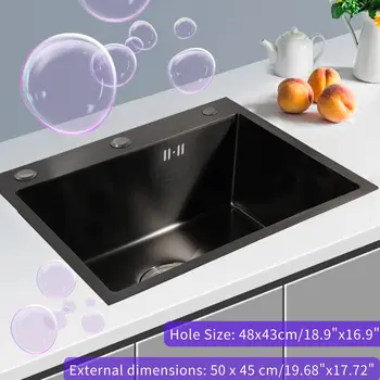 Кухонная мойка Встроенная раковина Кухонный кран Раковина со сливной доской и дозатором жидкости для мытья посуды черный