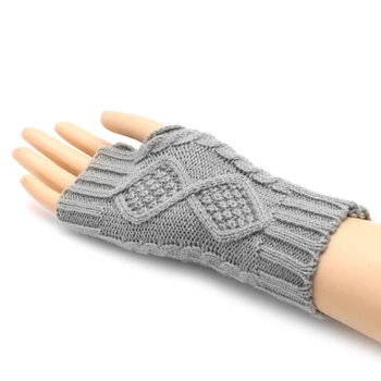 Зима Женщины Наручная рука Грелка для рук Вязаные длинные перчатки без пальцев Варежка Прямая поставка