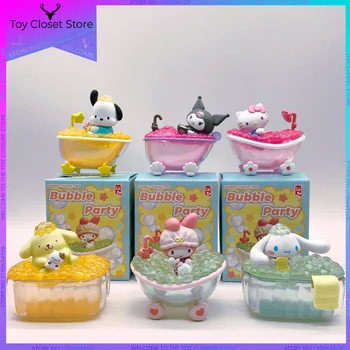 Kawaii Sanrio Bath Series Blind Box Hello Kitty Cinnamoroll Kuromi Figure Модель ПВХ Кукла Украшение комнаты Коллекция Дети Gif