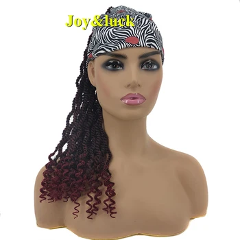 Синтетические парики с ужасными локонами для женщин Шарф Обертывание Вино Красные Скрученные косы, используемые африканскими женщинами