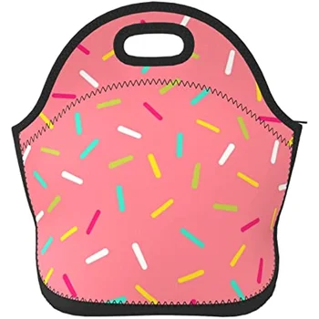 Неопреновые сумки для ланча Изолированные симпатичные ланч-боксы Тоут Многоразовая водонепроницаемая сумка-холодильник для работы Школьный пикник-пончики
