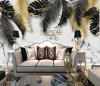 beibehang Пользовательские обои Jazz White Marble Leaf для гостиной ТВ фон papel de parede 3D настенные обои домашний декор
