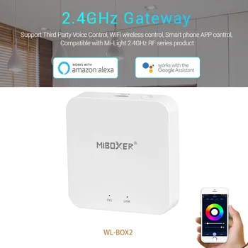 Miboxer WL-Box2 Беспроводной Wi-Fi 2.4G Smart Gateway Контроллер Совместимый APP Alexa Voice Control For CW WW RGBCCT Светодиодная лампа