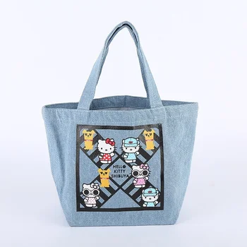 Hello Kitty Кошельки Корейская версия простоты Ковбойская холщовая сумка Модная сумка Мультяшные картинки Повседневные сумки для женщин