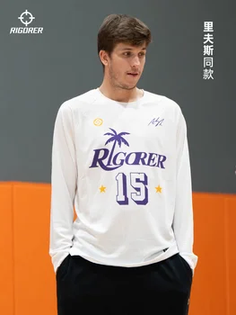 Rigorer Austin Reaves Фирменная футболка с круглым вырезом и длинными рукавами Баскетбольная рубашка Мужская тренировочная спортивная толстовка с длинным рукавом