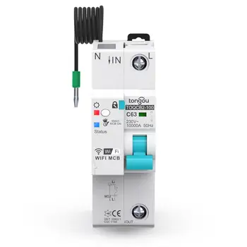Tuya 63A Интеллектуальный автоматический выключатель WIFI с измерением мощности 1P 2P 3P Таймер Smart Life Пульт дистанционного управления Smart Life работает с Alexa Home