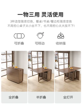 Складной обеденный стол из массива дерева, небольшой домашний обеденный стол, прямоугольный обеденный стол и стул, складной складной стол,