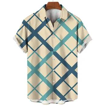 гавайская повседневная мужская рубашка полосатая в клетку удобная пляжная лацкан с коротким рукавом топ мода высокого качества мужские и женские шорты