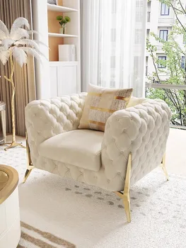 Кожаный диван люкс светлый роскошный американский комбинированный мебель для гостиной дизайнерский четырехместный диван