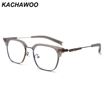 Kachawoo квадратные очки в полуоправе для мужчин серо-коричневые модные металлические очки tr90 оправа женские модные украшения корейский стиль