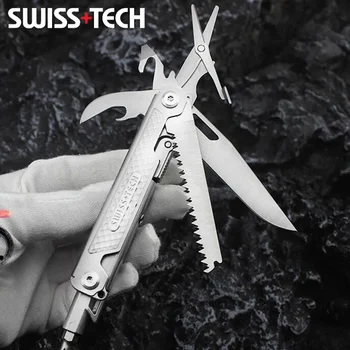 SWISS TECH 11 в 1 Мультитул Мини Складной Нож EDC Открытый Кемпинг Выживание Ручные инструменты Карманный нож Ножницы Отвертка